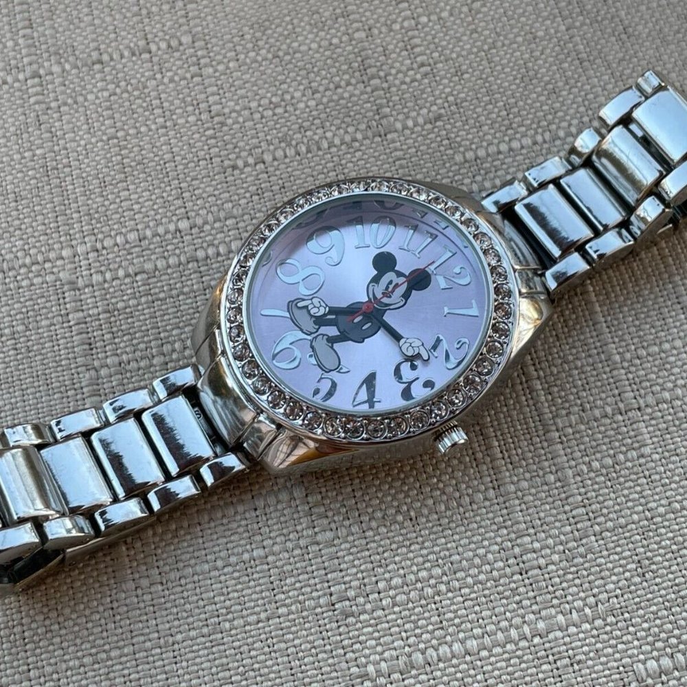 Disney Accutime Women Wristwatch Silver Tone Pink Face Quartz Watch - Picture 4 of 12